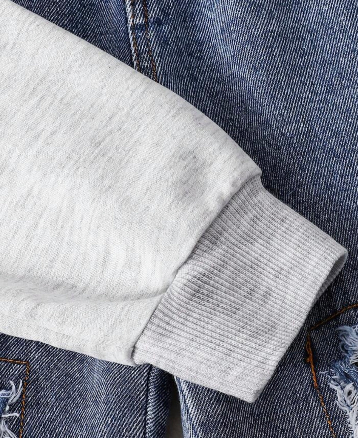 Winter Polo Collar Letter Print Pattern Long Sleeve Drop Shoulder Polo Shirt And Distressed Patchwork Plaid Elastic Waist Straight Leg Denim Pants Set