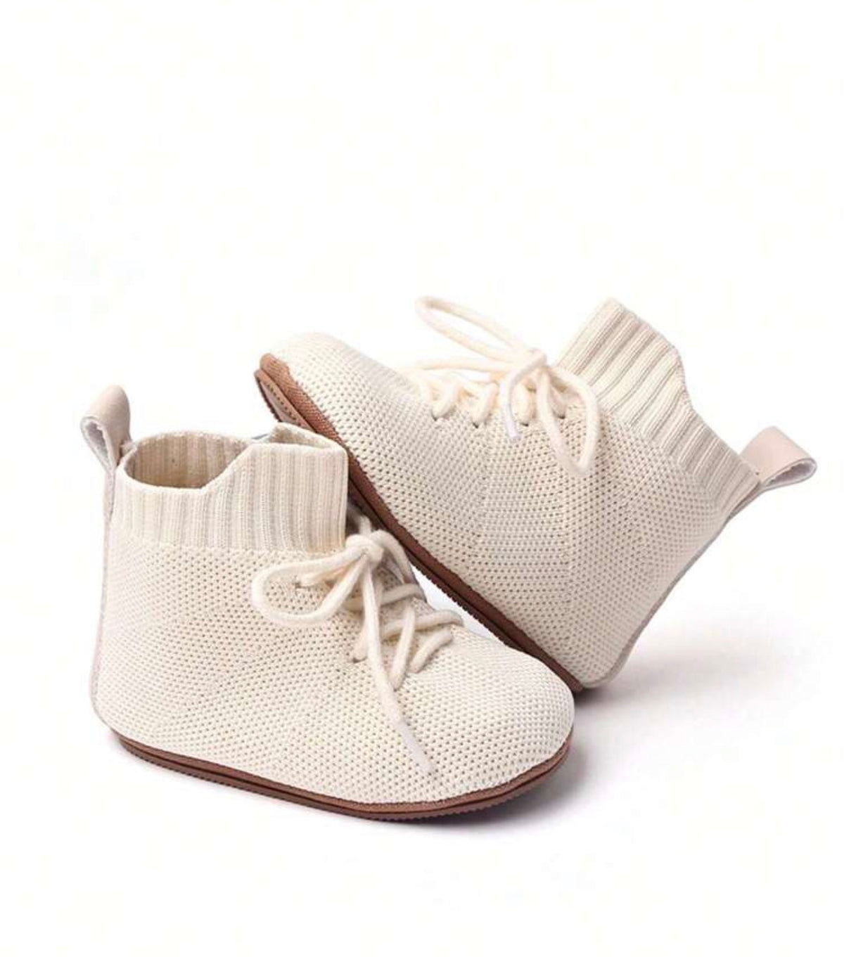 Infant Plain Non-Slip Breathable Knit Detail High-Top Flats