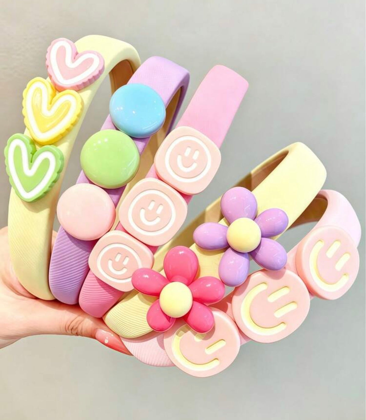 Macaron Color Heart & Flower Decor Headbands