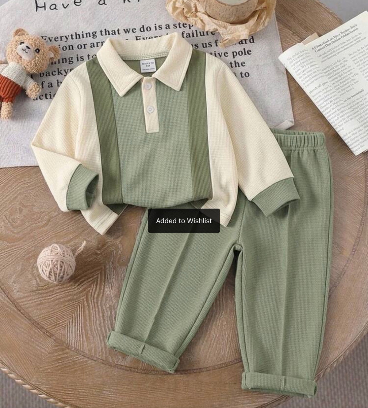 2pcs/Set Waffle Knit POLO Neck Long Sleeve Top & Pants Set