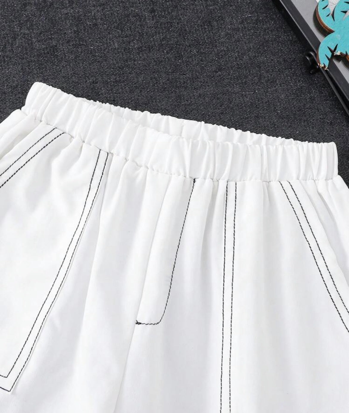 Byeori 2pcs/Set Letter Print Short Sleeve Polo Shirt And Pocket Shorts