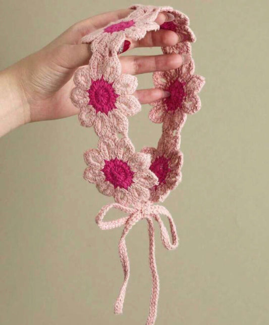 1pc Bohemian Style Sweet Handmade Woven Flower Long Hair Band,