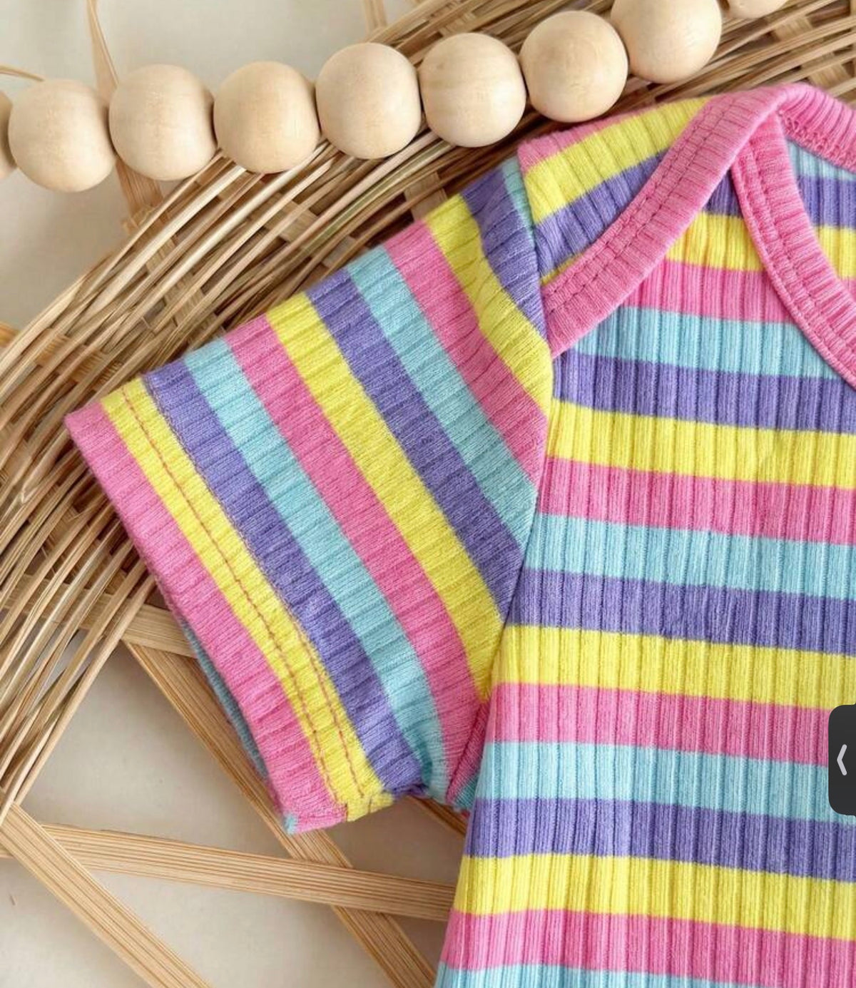 2pcs Set Pink Shirt  Matching Striped Overall