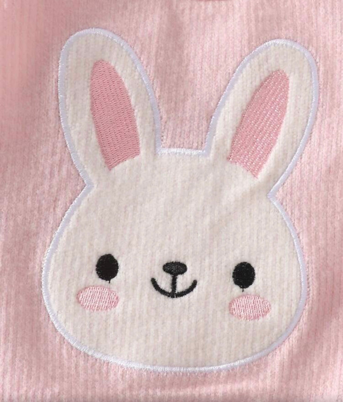 Pink Cute Rabbit Embroidered Long Sleeved Two Pieces Set