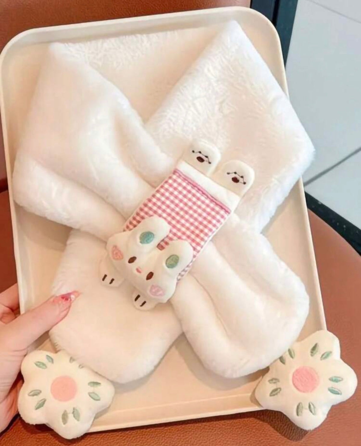 1pc Girls' Rabbit Plush Scarf