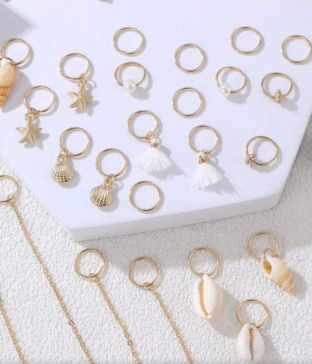 25pcs Western Cowboy Gold Braided Hair Rings With Moon, Star, Cactus, Horseshoe, Hat, Boot Charms, Bohemian Dreadlock Hair Accessories