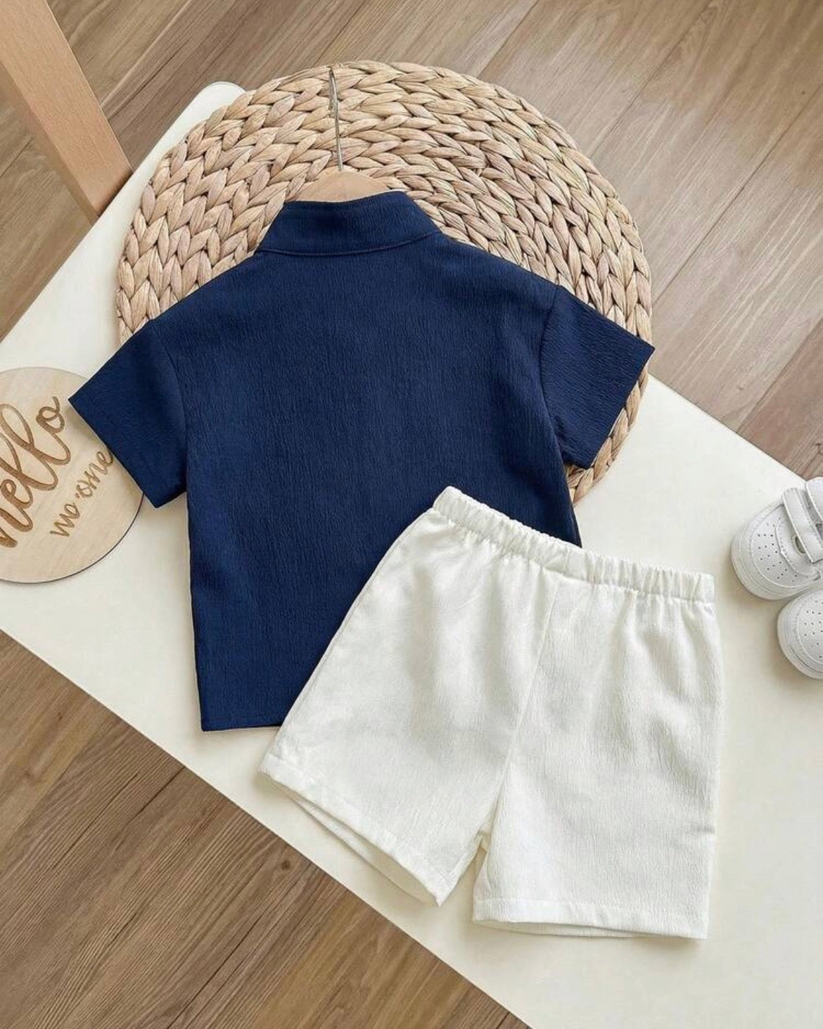 2pcs Korean Style Cute Letter Print Collar Jacket And Shorts