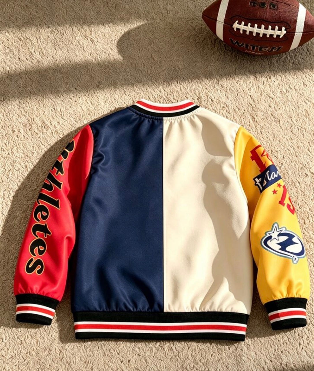 1pc Boy Sports Casual Baseball Jacket With Letter & Number