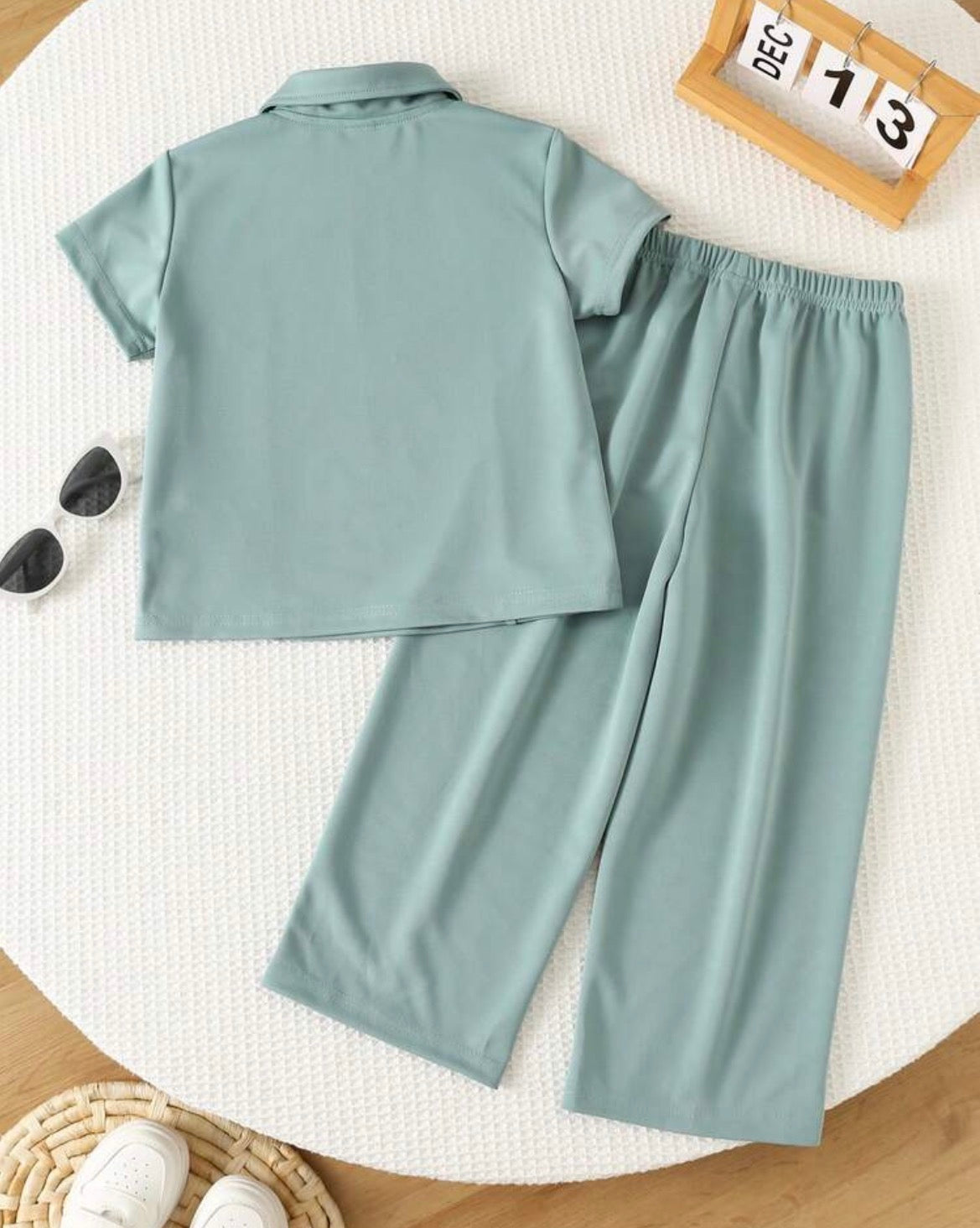 Solid Color Zipper Half-Open Polo Collar T-Shirt And Straight Leg Sweatpants Set