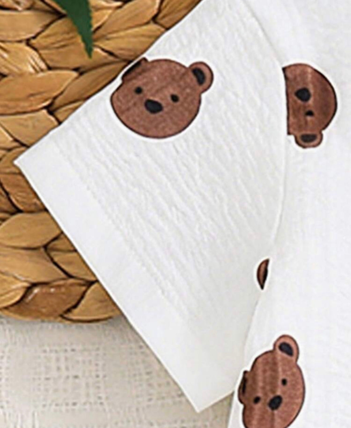 2pcs/Set Bear Pattern Collared Shirt Top + Elastic Waist Shorts,