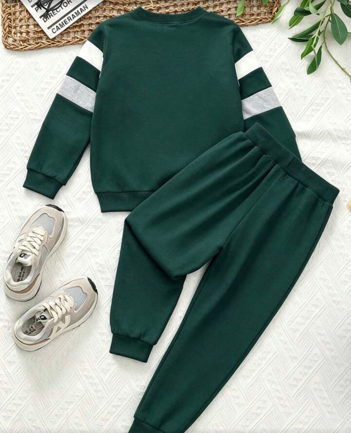 2pcs Tricolor Stripe Sweatshirt + Pants