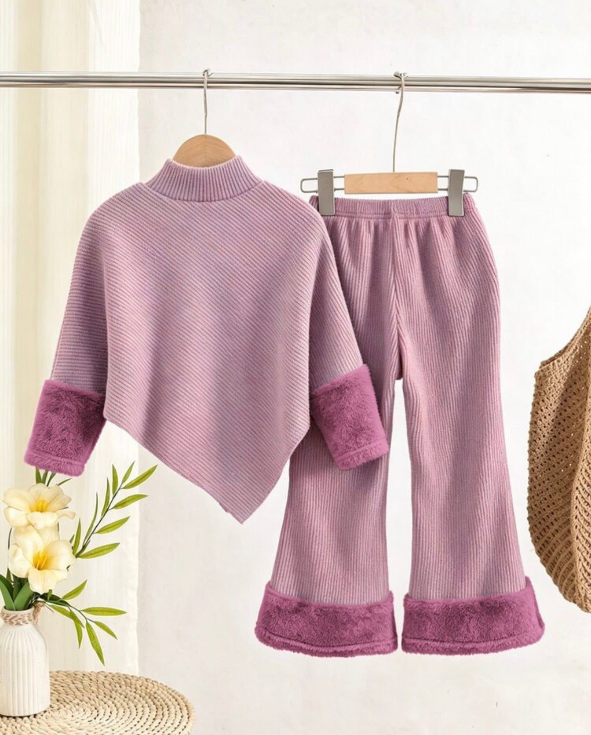 Polar Fleece Long Sleeve T-Shirt Top Paired With trousers