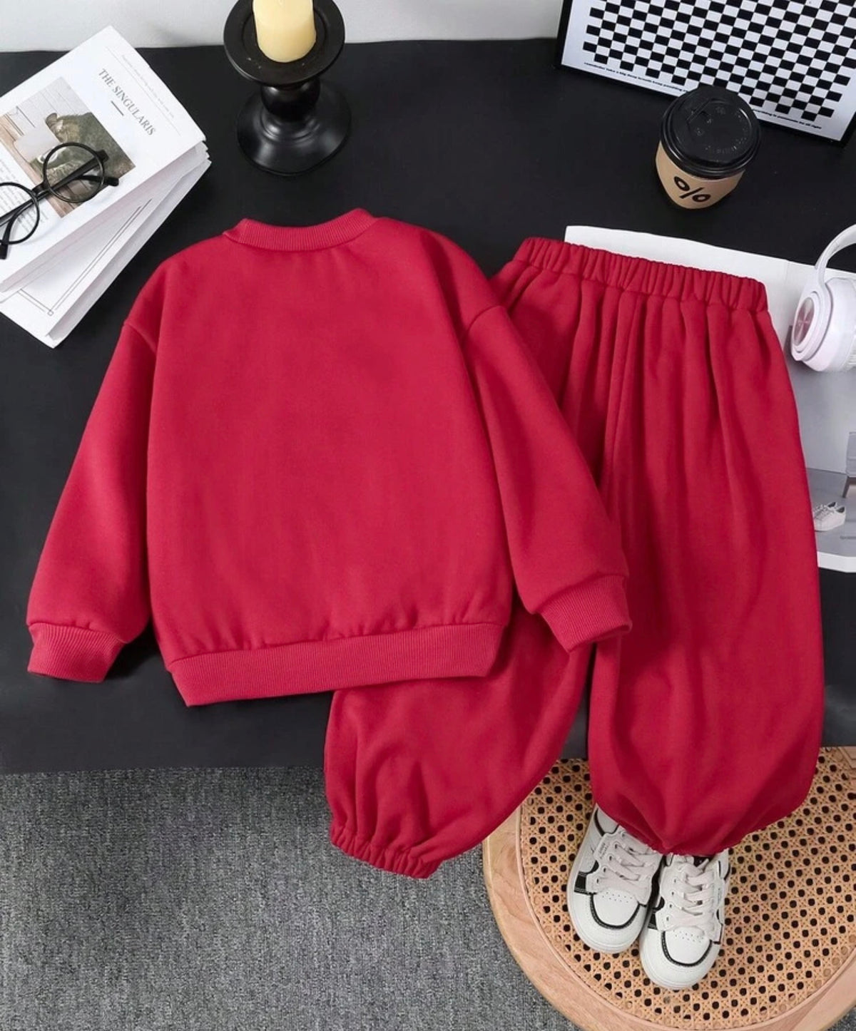 Graphic Crew Neck Long Sleeve Winter Hoodie Sweatshirt And Sweatpants Set