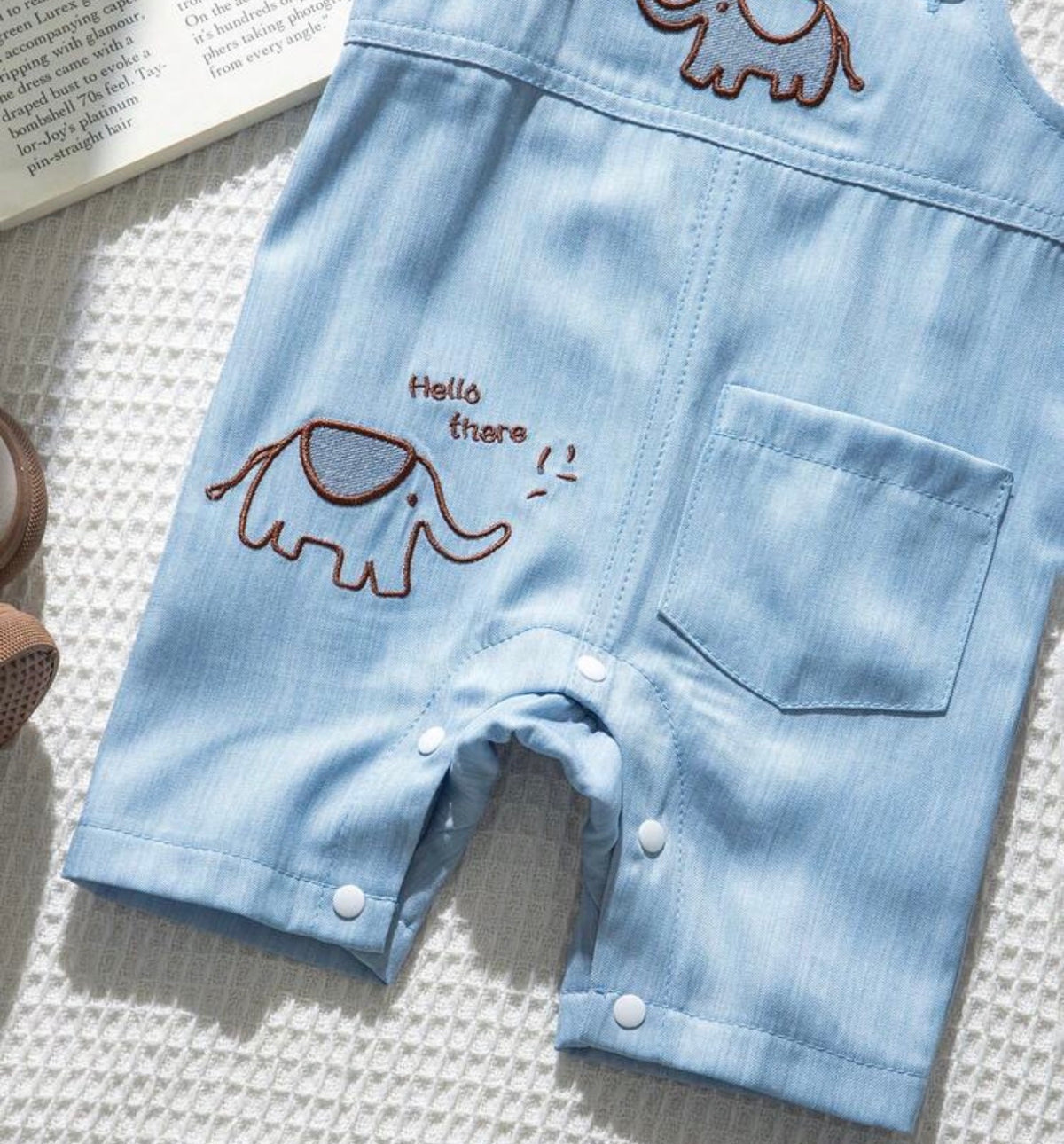 Newborn Baby Cartoon Elephant Embroidery Casual Romper