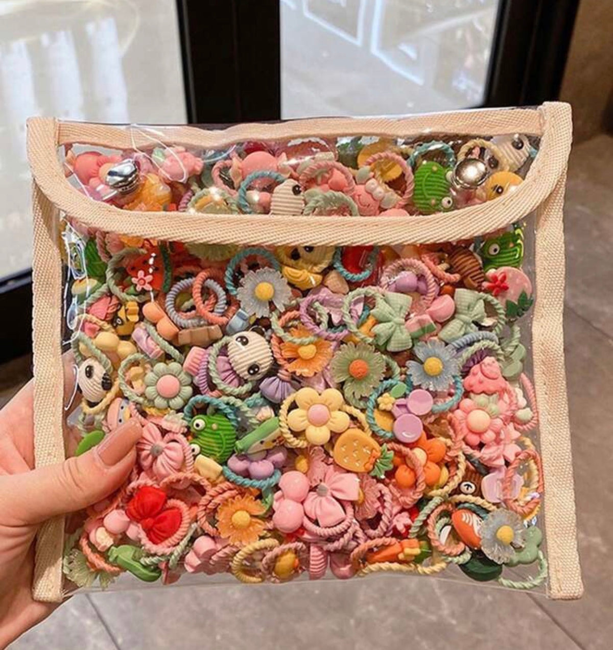 50pcs Random Cartoon Cute Scrunchies, Hair Ties