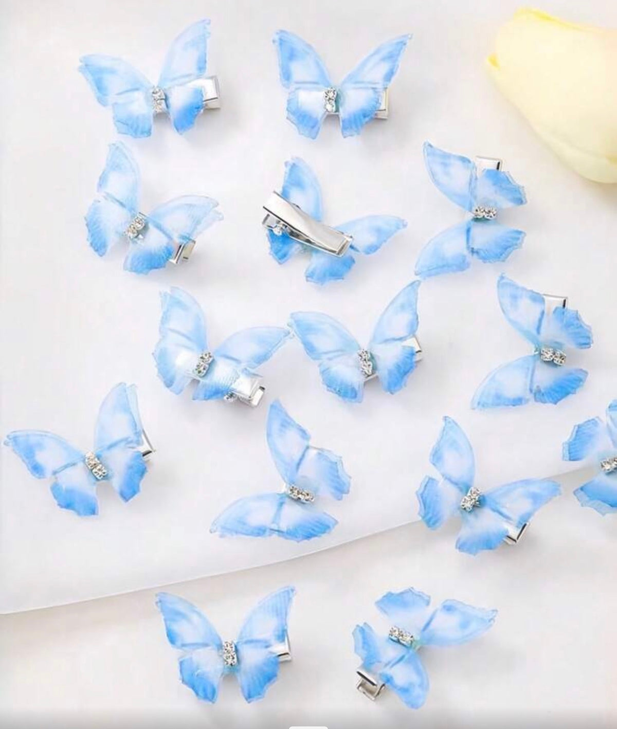 10pcs/Pack Double Layer Crystal Mesh Butterfly Hair