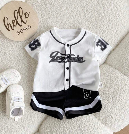 White Letter Print Short Sleeve T-Shirt And Shorts 2 Piece Set
