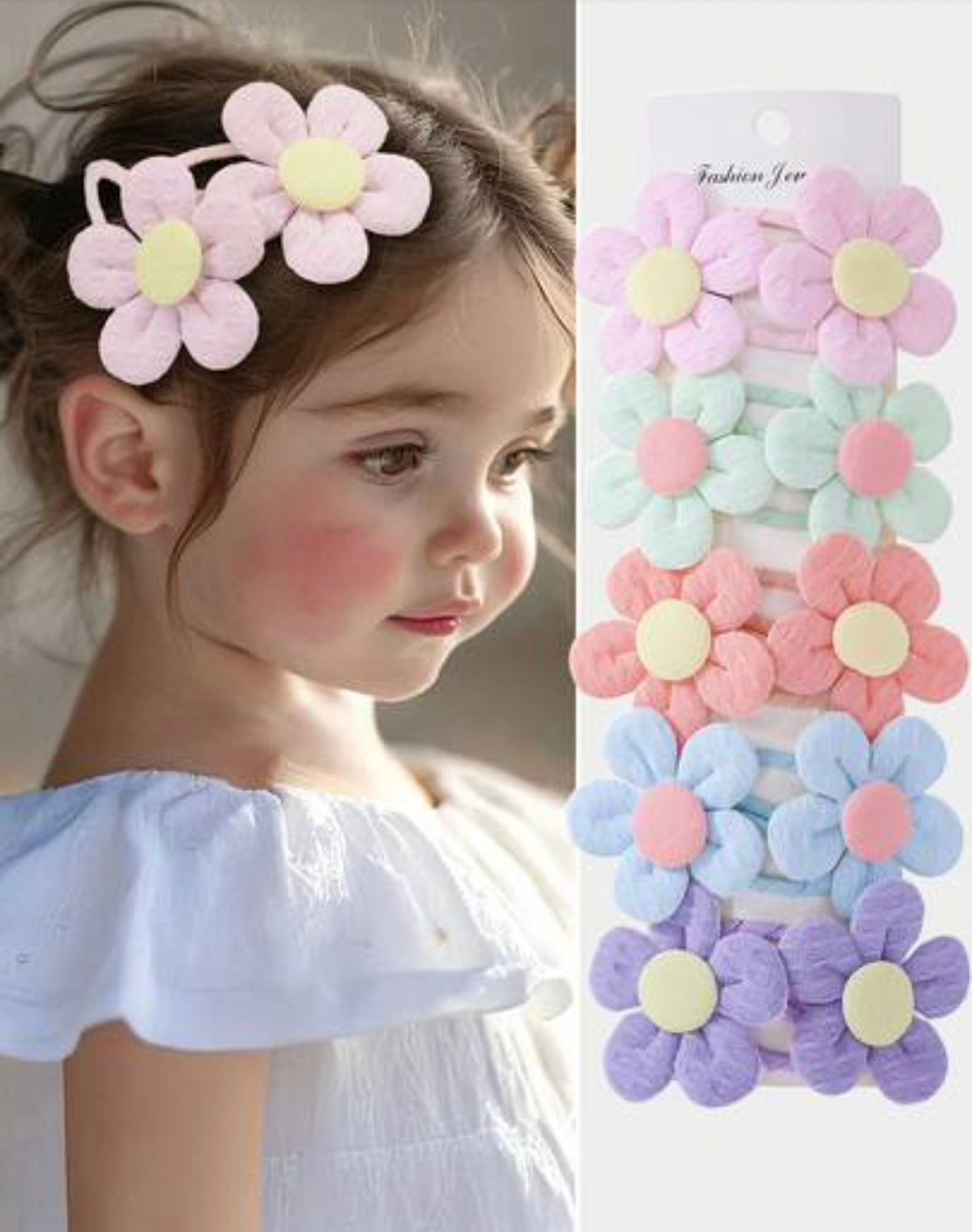 10pcs Fabric Flower Hair Clips