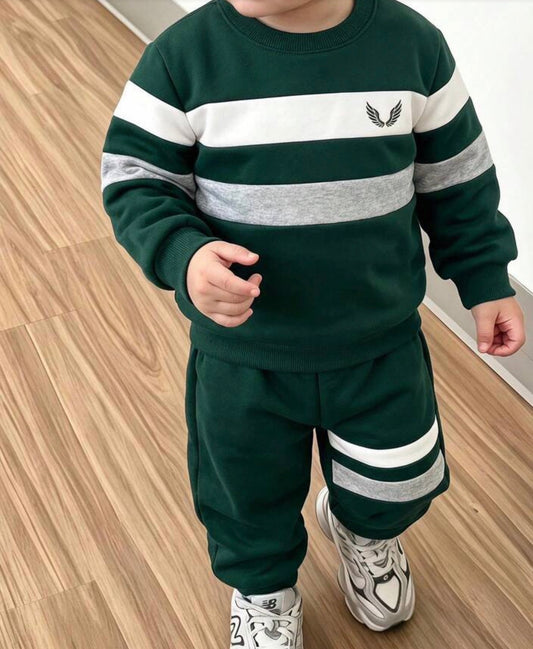 2pcs Tricolor Stripe Sweatshirt + Pants