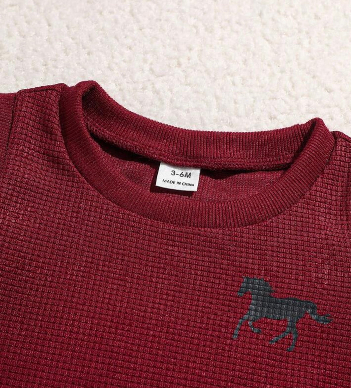 3-Pack Burgundy Waffle Fabric 2 In 1 Top Shorts & Hat Set