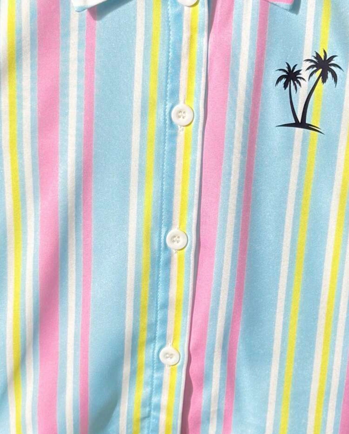 2pcs/Set Beach Striped Short Sleeve Shirt And Lightweight Breathable Striped Shorts