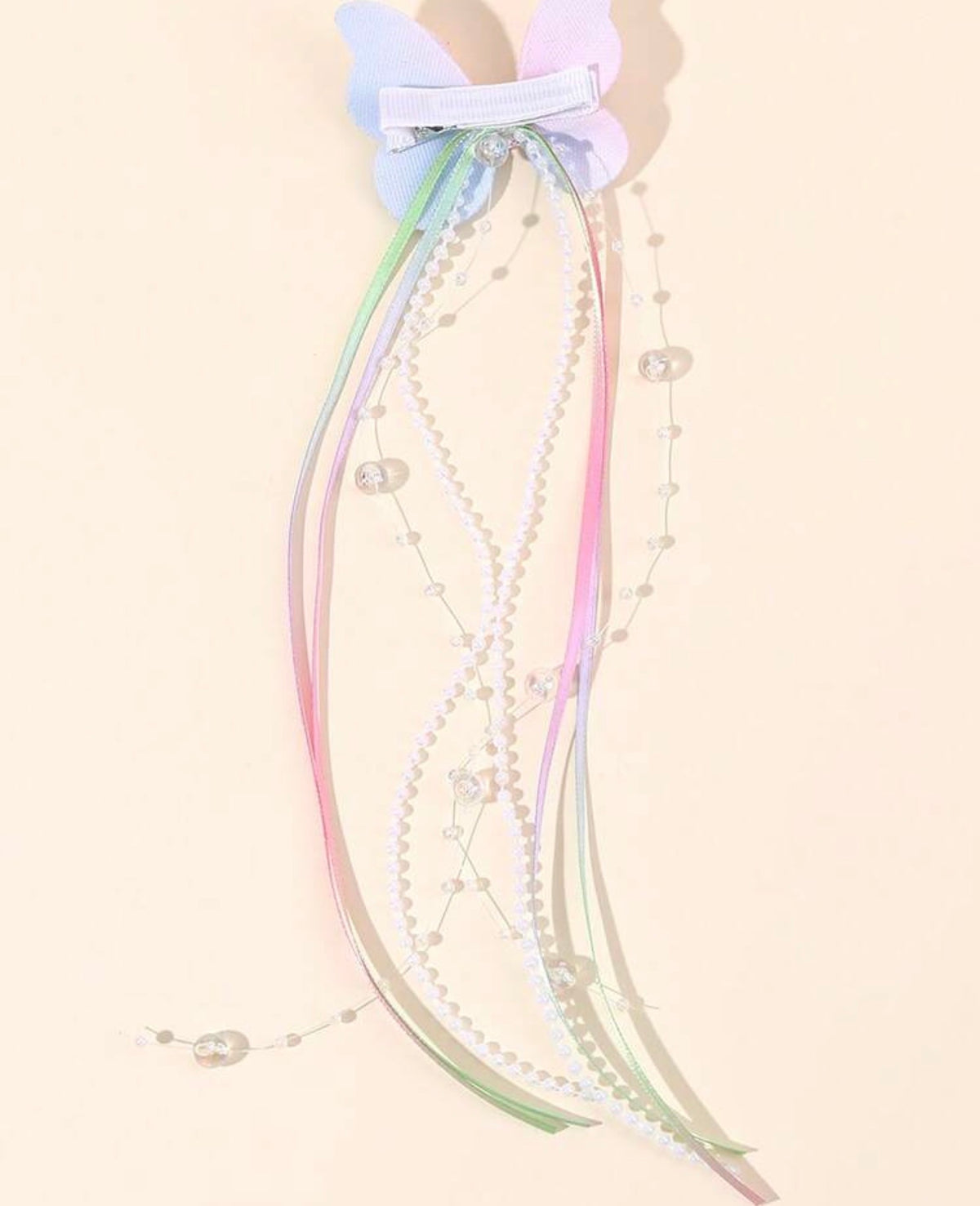 2pcs Shiny Butterfly Tassel Hair Clips