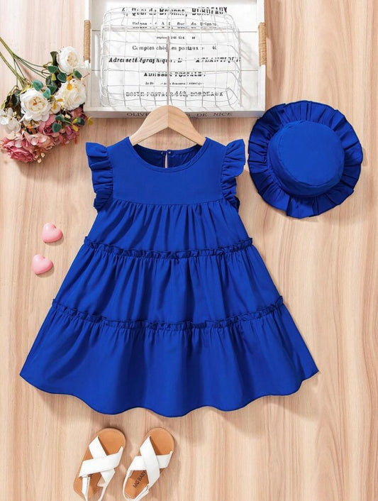 Solid Navy Blue Dress + Hat