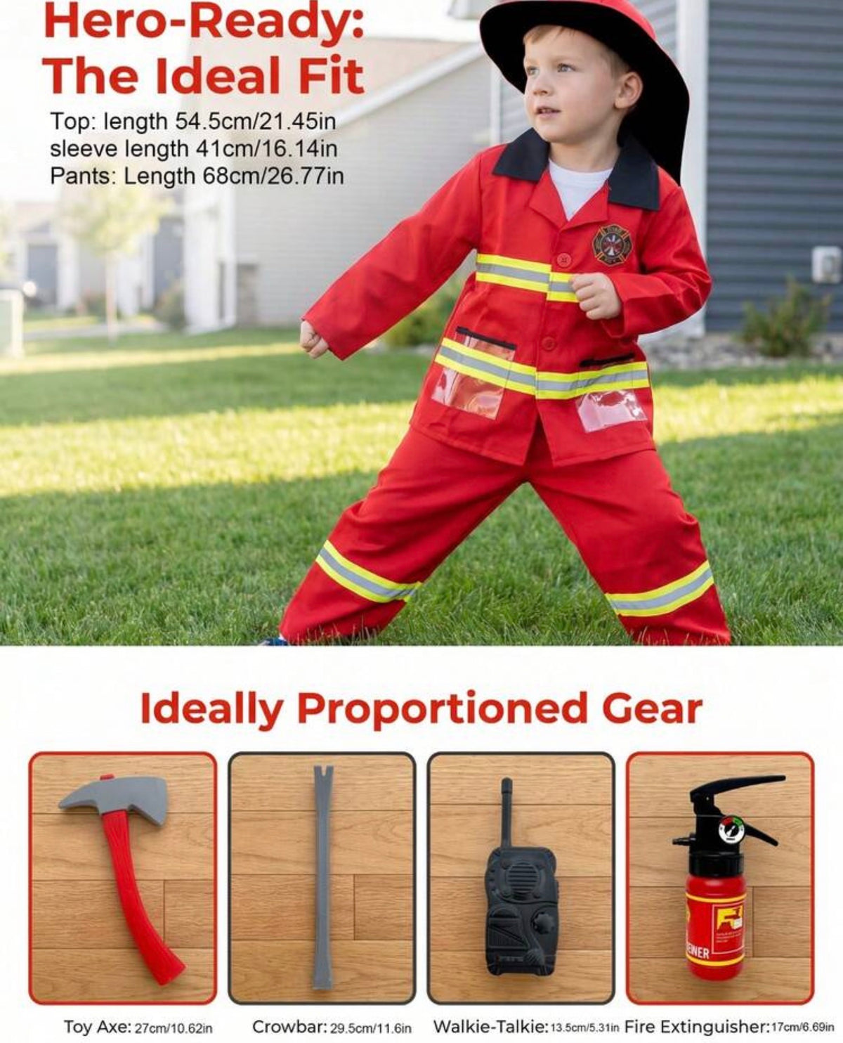 7pcs Kids Firefighter Role Play Costume Set