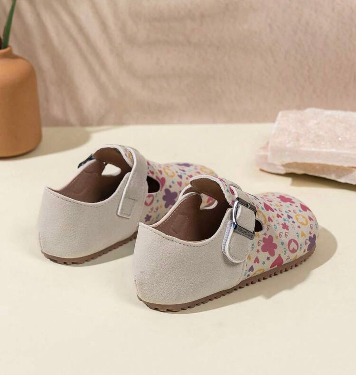 1 Pair Flat Shoes, Printed Pattern Design