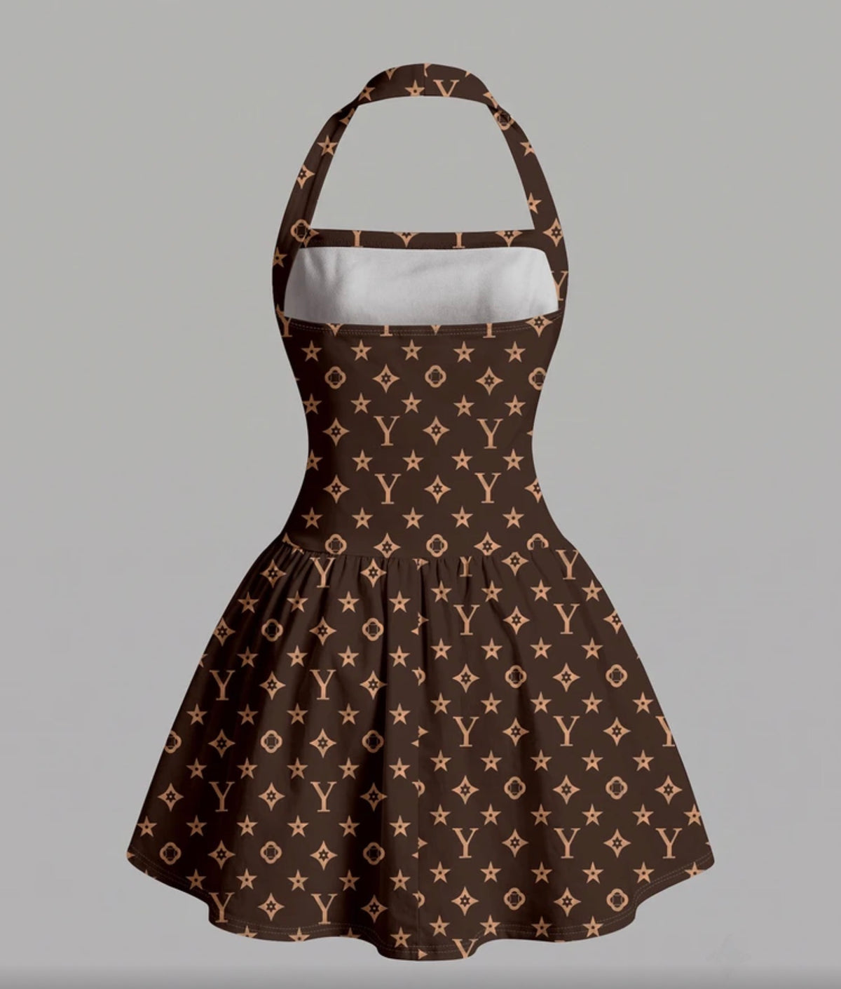 Floral Print Halter Neck A-Line Dress
