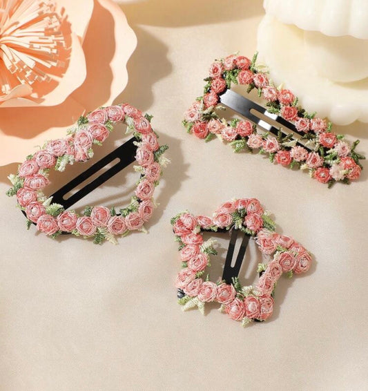 3PCS Bohemian Style Pink Floral Star