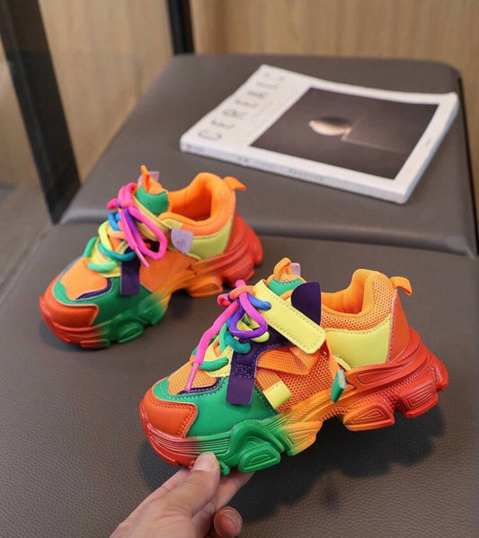 1 Pair Soft-Sole Sports Colorful Sneakers