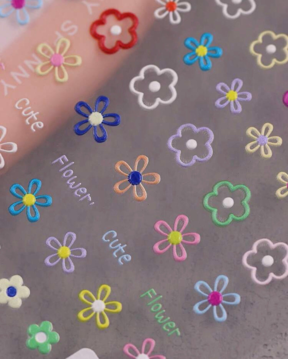 1 Sheet Colorful Floral Macaron Style Nail Art Stickers
