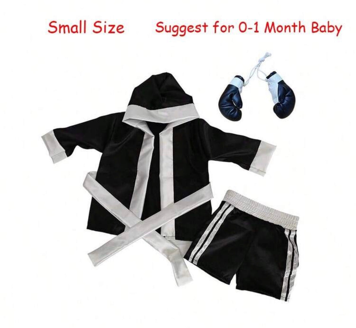 3PCS Newborn Photography Boxer Robe Short And Boxing Set
