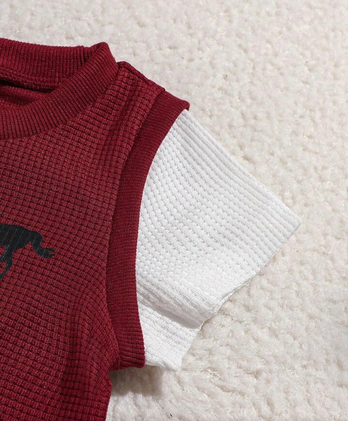 3-Pack Burgundy Waffle Fabric 2 In 1 Top Shorts & Hat Set