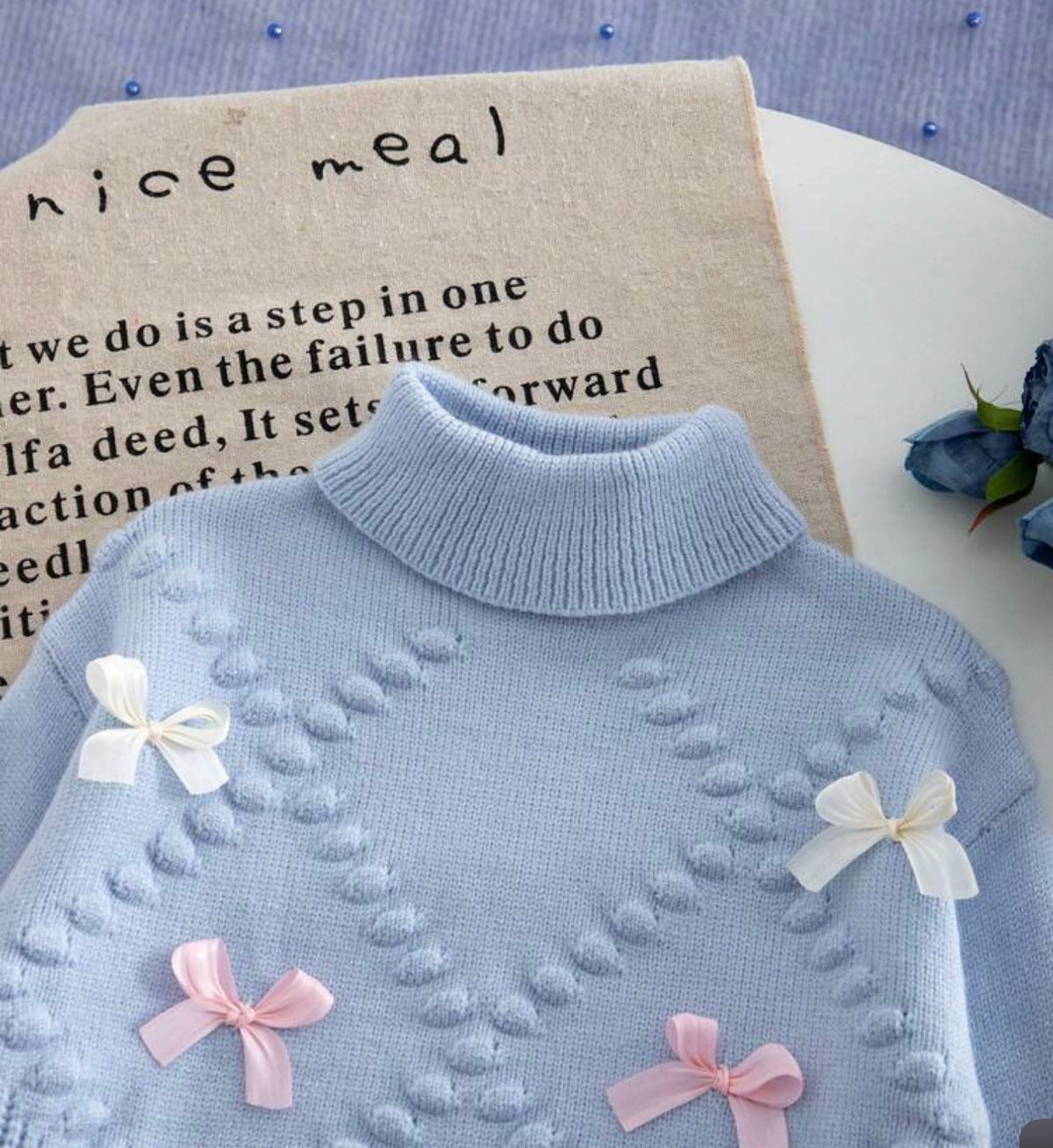 Sweater Floral And Bow Autumn