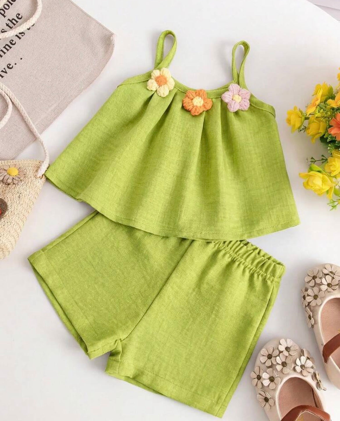 floral 3D Camisole Top and Shorts
