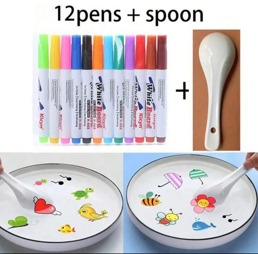 8pcs/12pcs Set Magic Watercolor Brush Set, Includes Floating Ink Brush