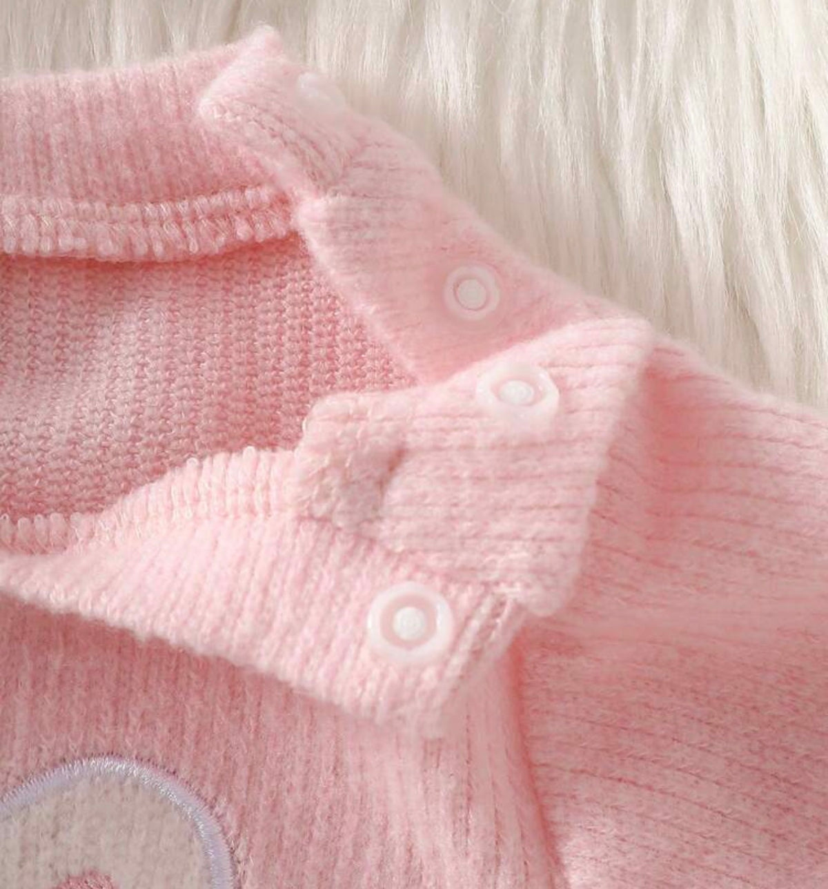 Pink Cute Rabbit Embroidered Long Sleeved Two Pieces Set