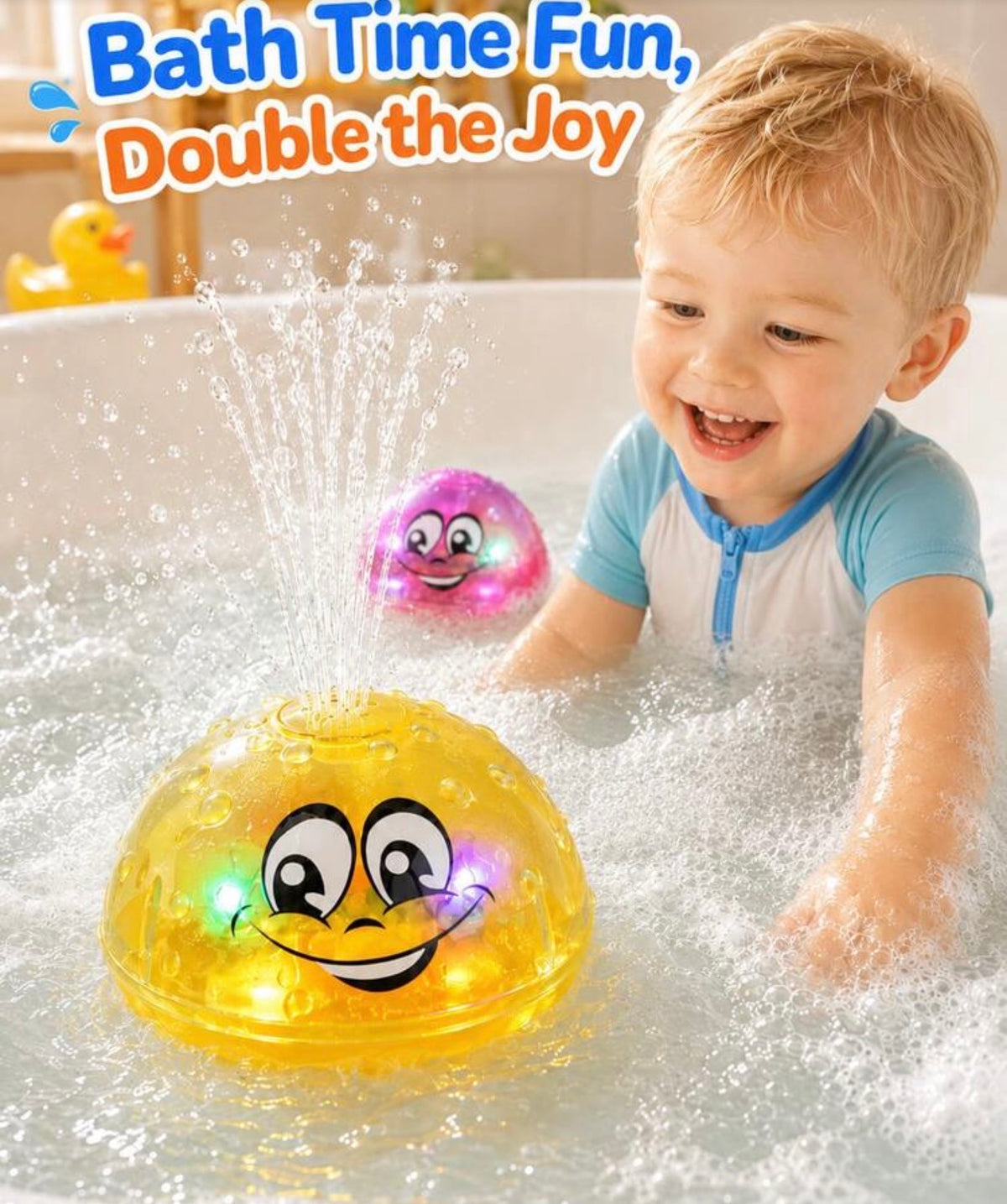 Bath Toy Ball Water Spray Light Rotating Shower Pool Toy Toddler LED Light