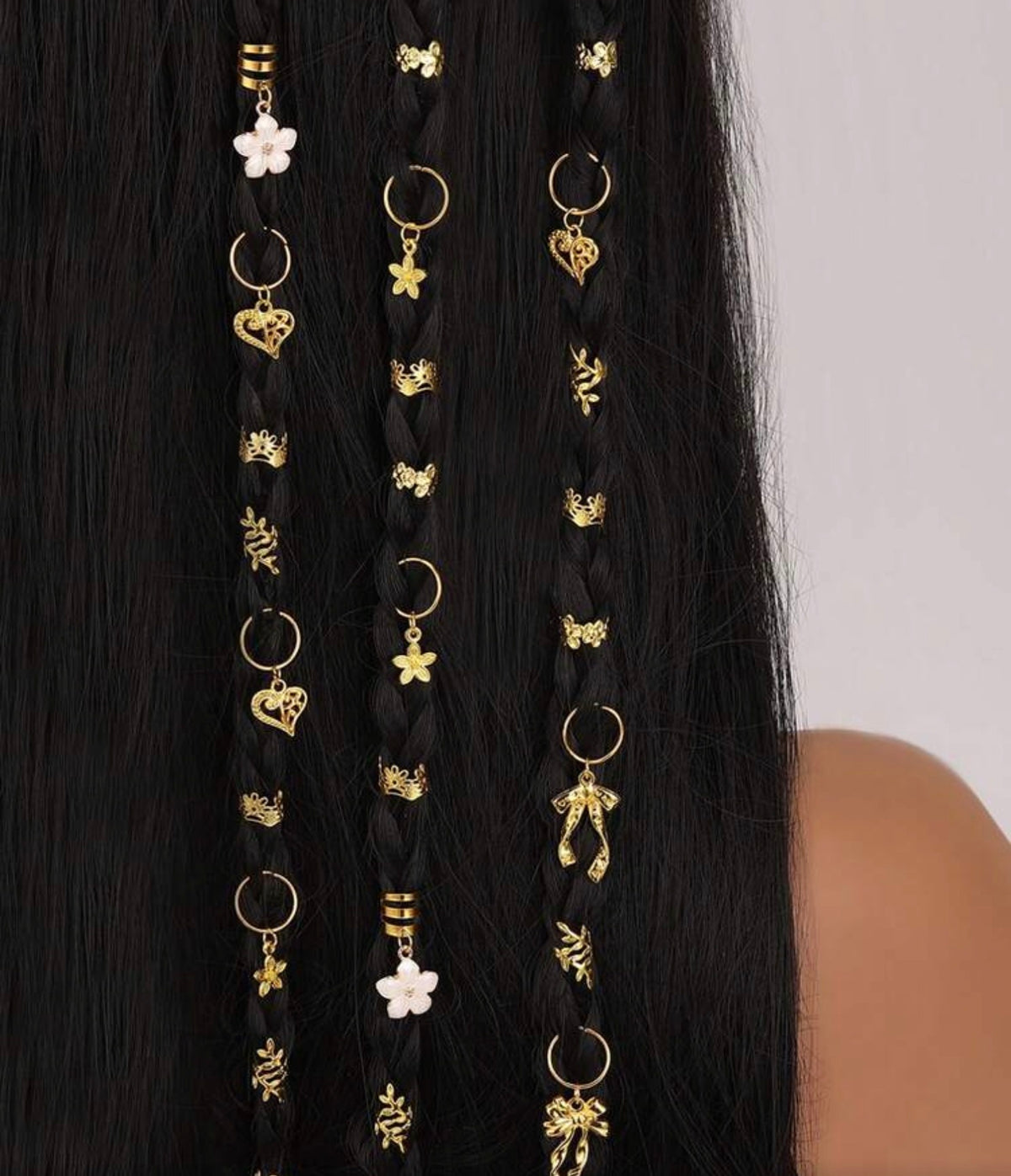 25pcs Western Cowboy Gold Braided Hair Rings With Moon, Star, Cactus, Horseshoe, Hat, Boot Charms, Bohemian Dreadlock Hair Accessories