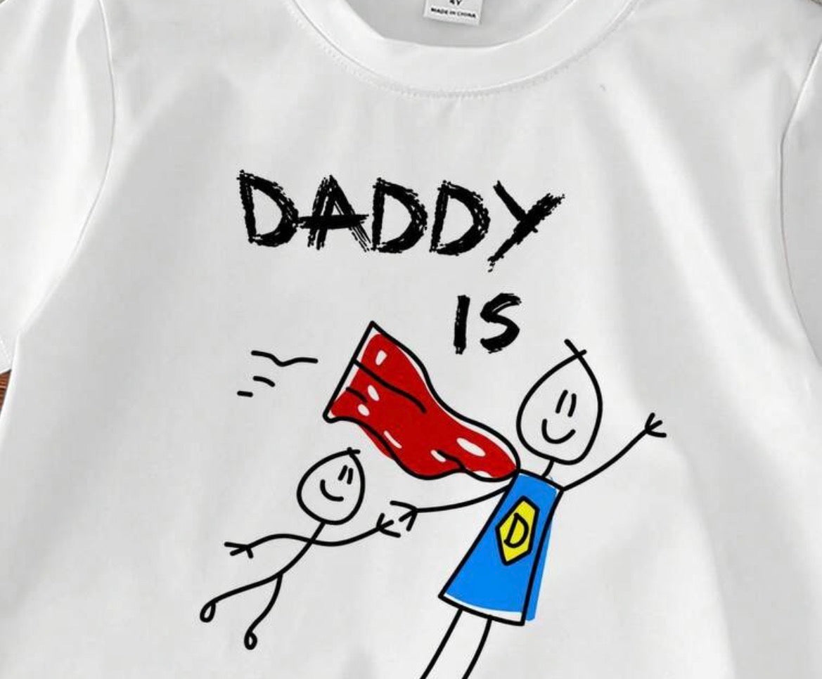 Hand-Drawn White T-Shirt With Vibrant Red Shorts