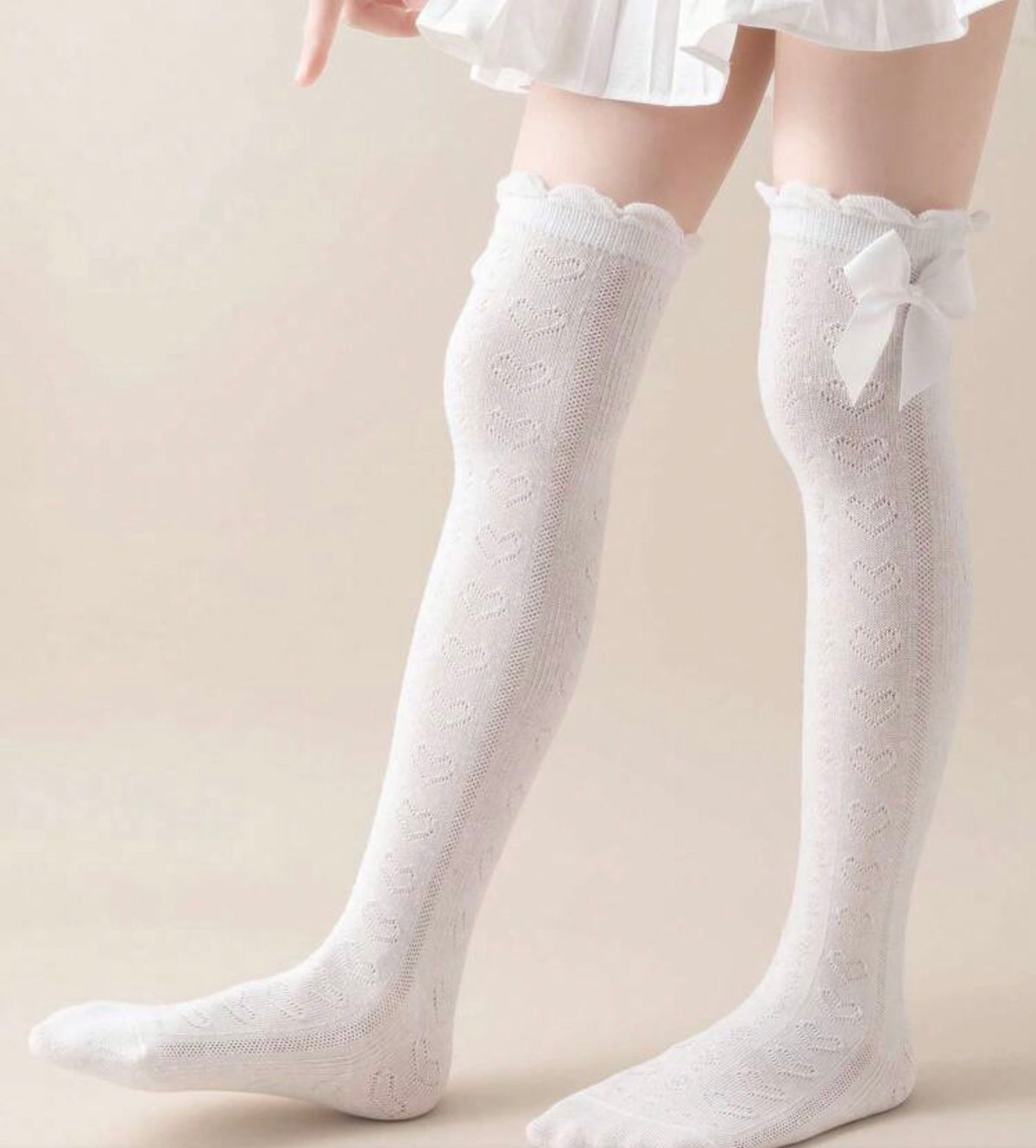 Cotton, 1 Pair  Jacquard Bubble Mouth Knee High Socks