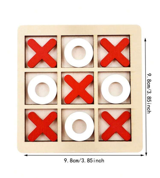 1pc Wooden XO Tic Tac Toe Logic Brain Game, 3-In-A-Row Board Game Toy