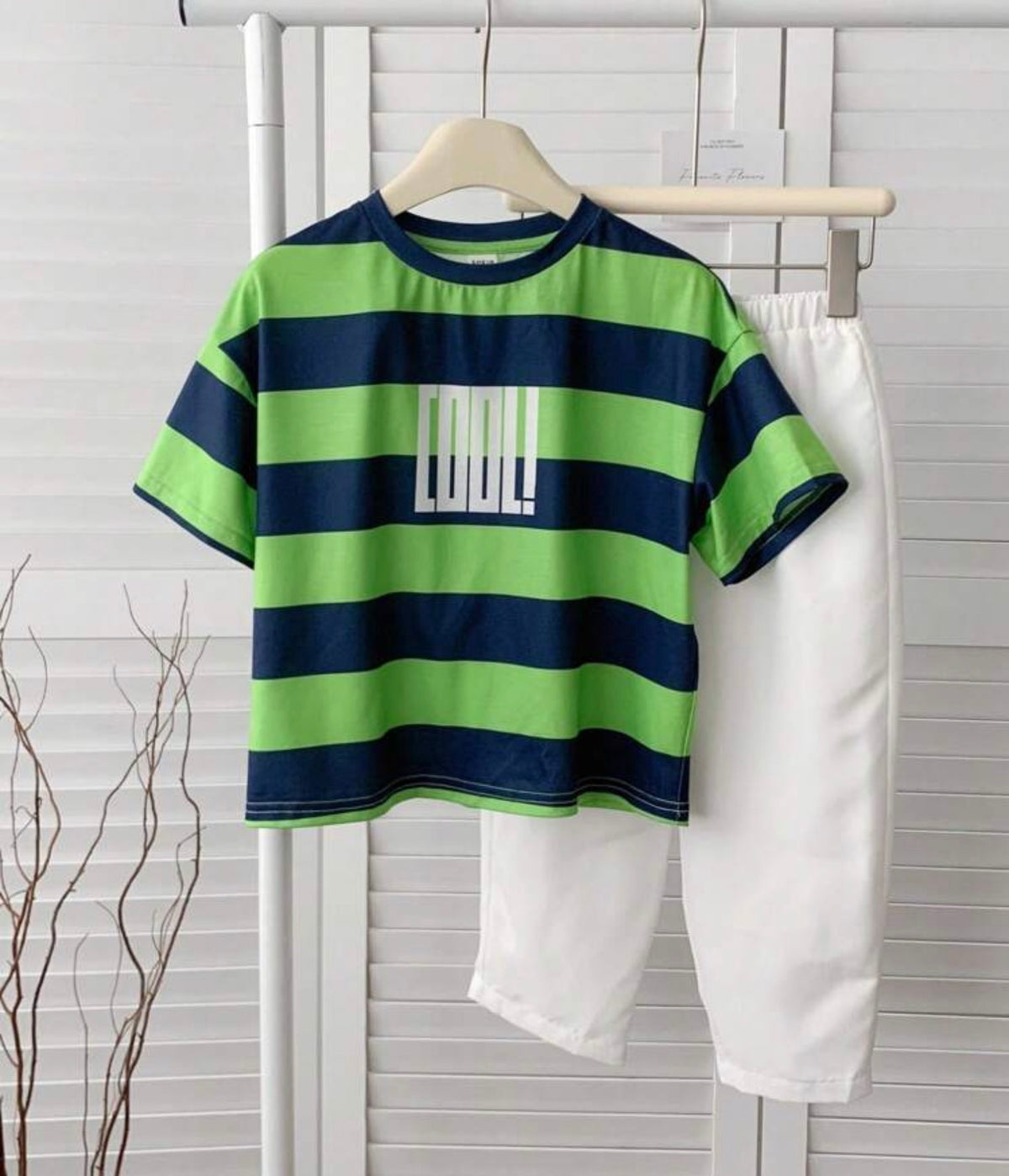 Round Neck T-Shirts And White Long Pants,Loose Japanese Korean Style
