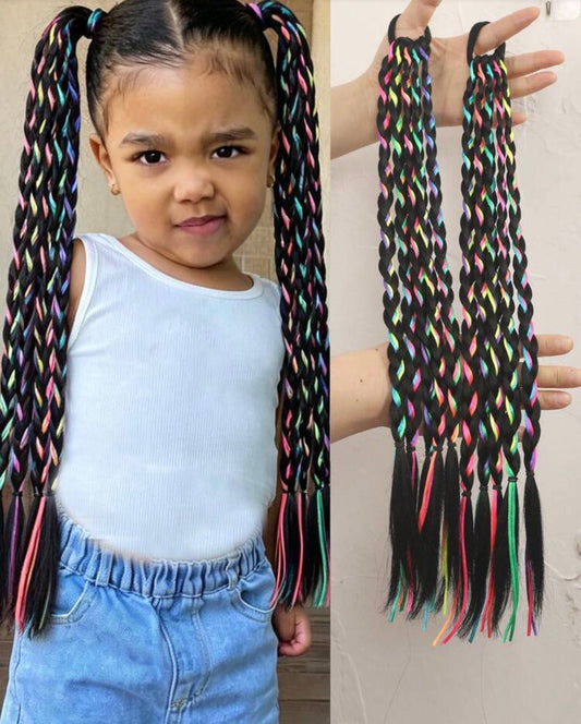 1 Pc/2 Pcs Synthetic Colorful Hip Hop Braided Ponytail Extension -