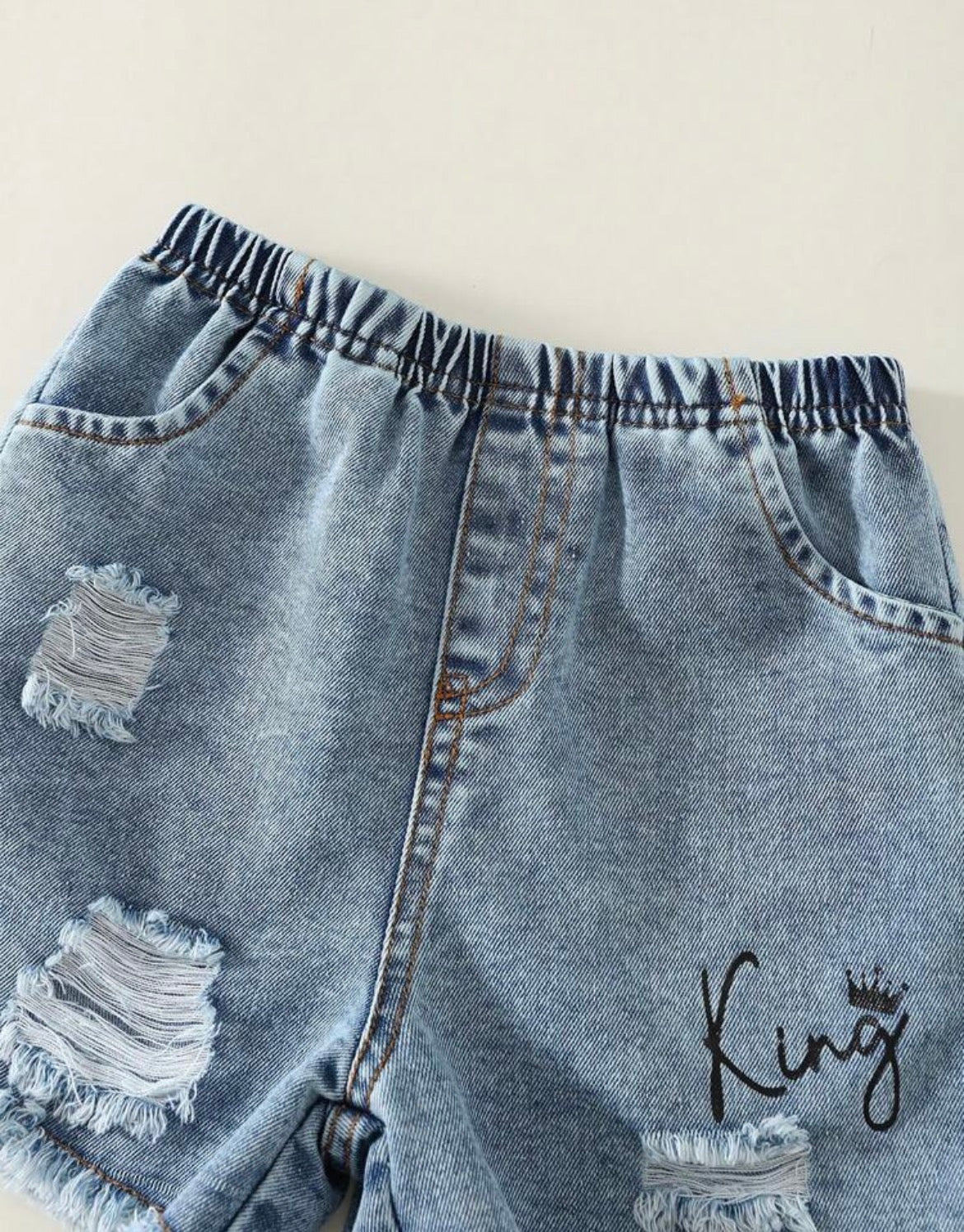 Sleeveless T-Shirt And Denim Shorts Set