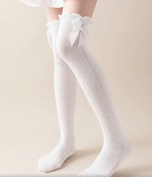 Cotton, 1 Pair  Jacquard Bubble Mouth Knee High Socks