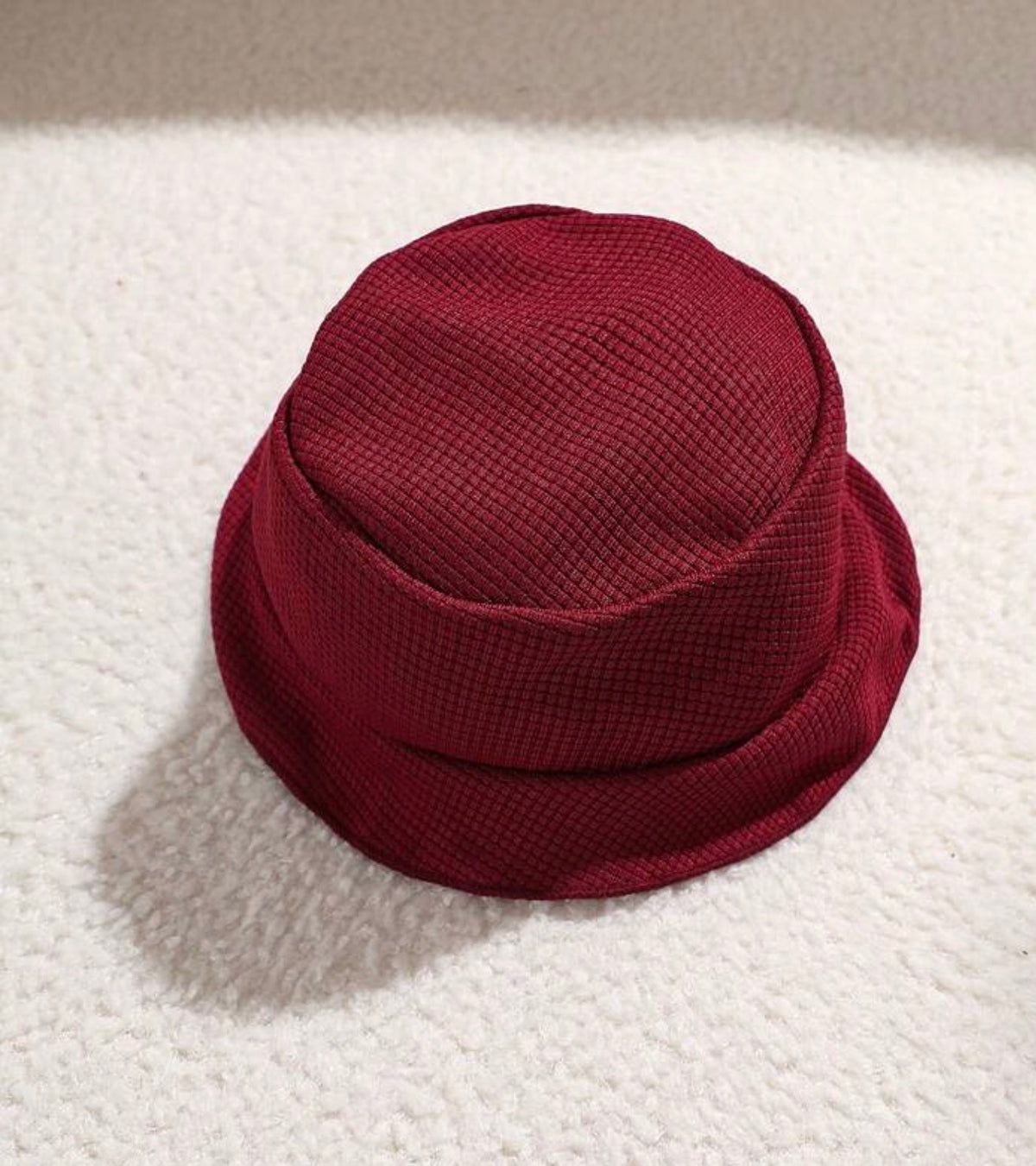 3-Pack Burgundy Waffle Fabric 2 In 1 Top Shorts & Hat Set