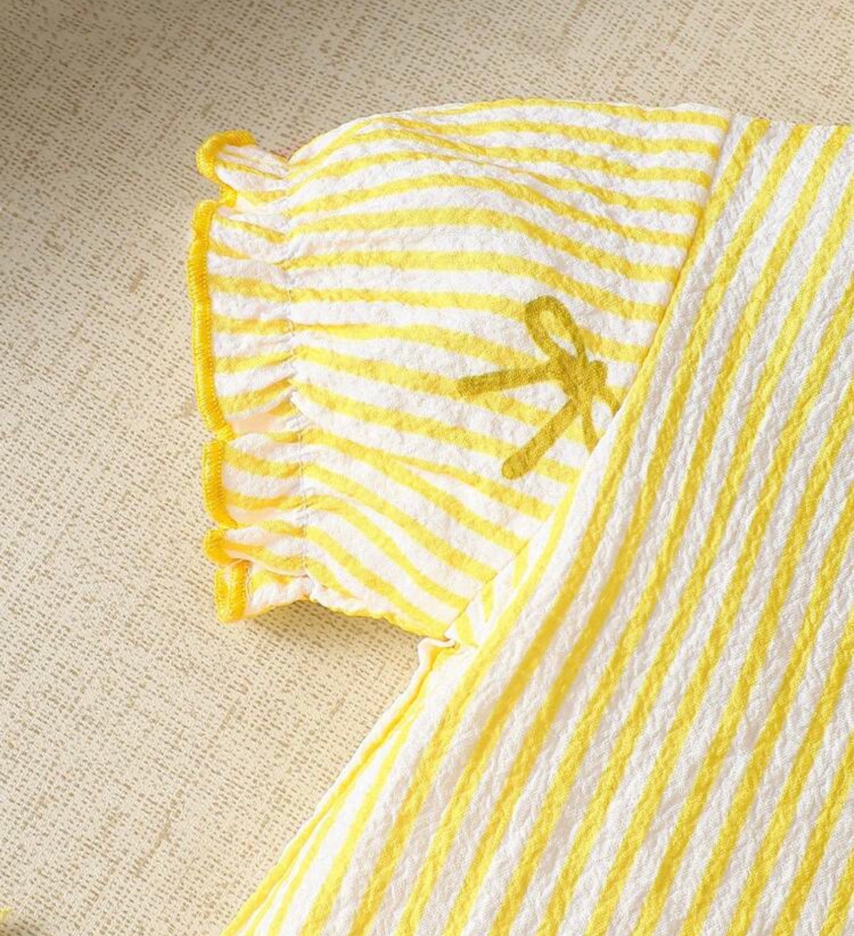 Pastel Yellow Bow Baby Romper 4pcs